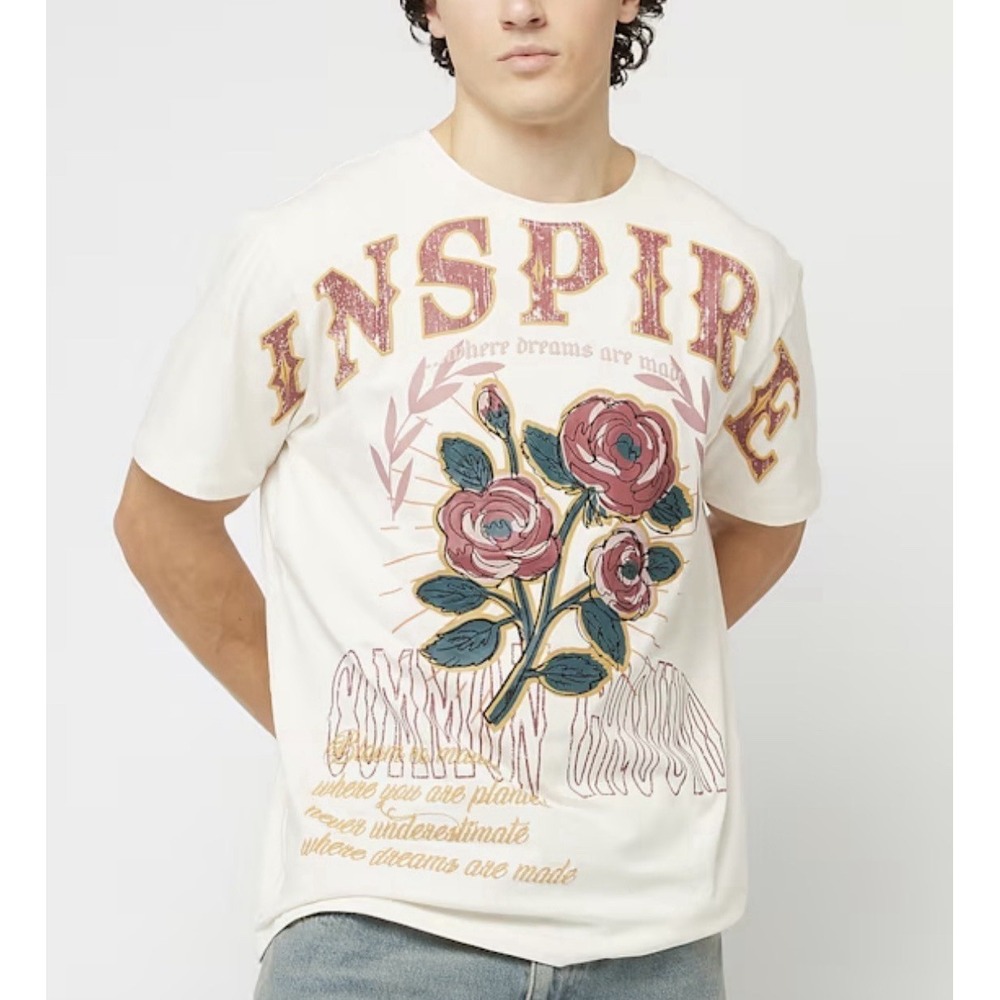 Smoke Rise‎ Men's Small Graphic T Shirt Embroidered Rose Streetwear Inspire